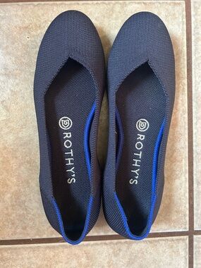 Rothy's Navy Knit Ballet Flats with Blue Trim